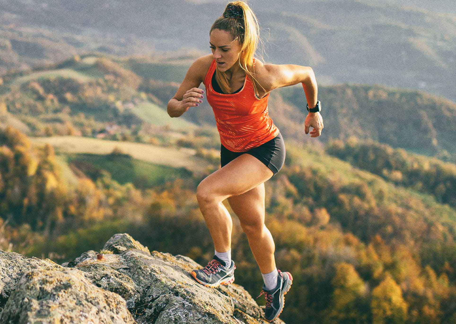Woman Running Uphill