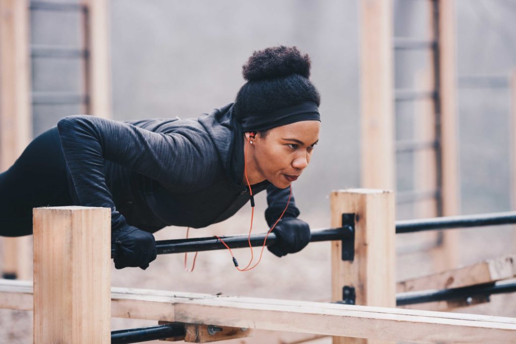 Woman Doing Pushups Outside