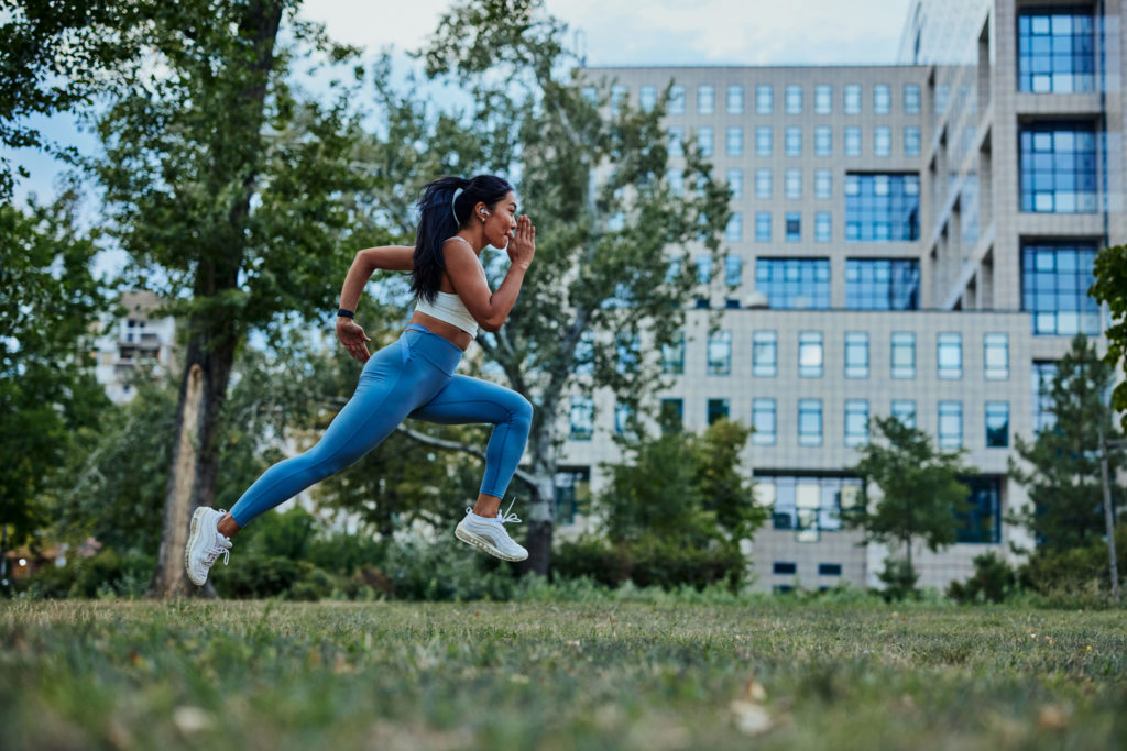 Woman Sprinting Outside